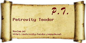 Petrovity Teodor névjegykártya